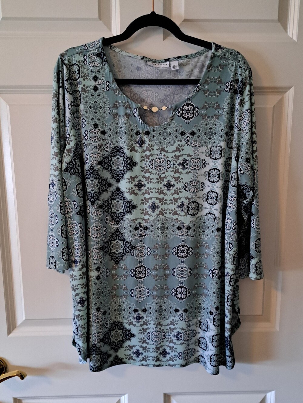 SUSAN GRAVER tunic TOP jewel neckline SIZE XL nwot SO SOFT